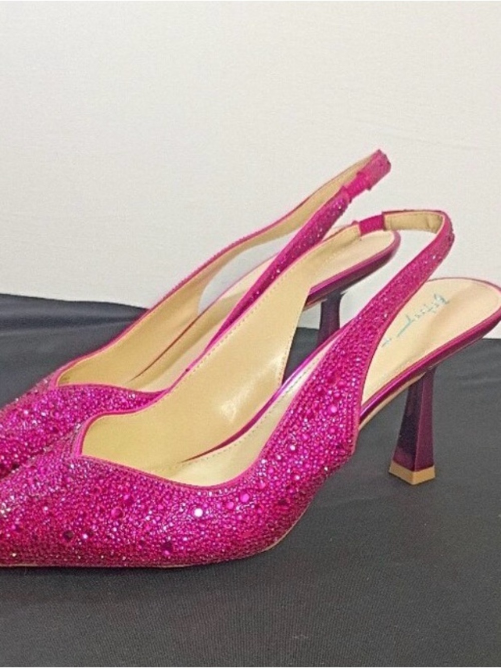 Betsy Johnson Pink Crystal Slingback Heels